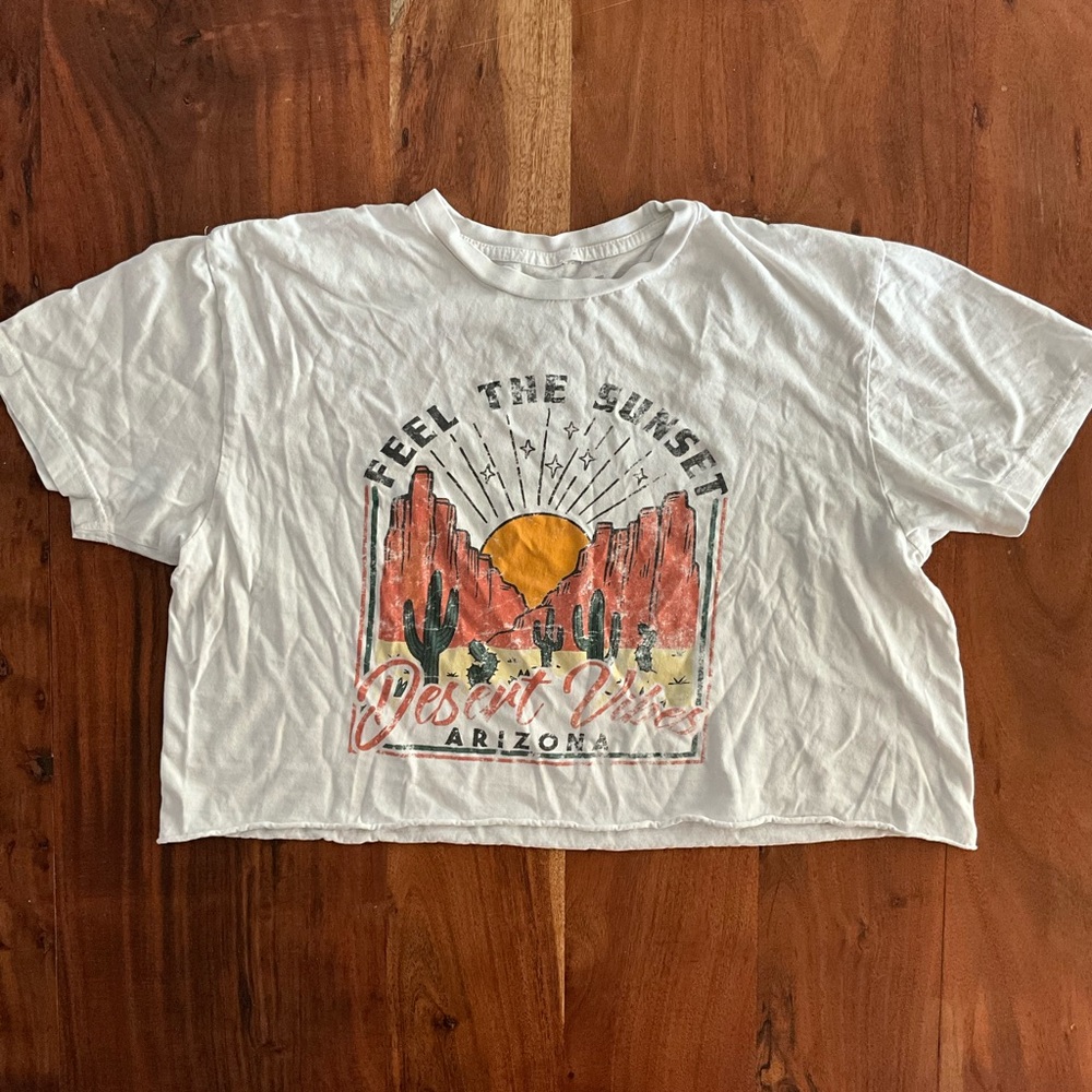 White Graphic Crop Top